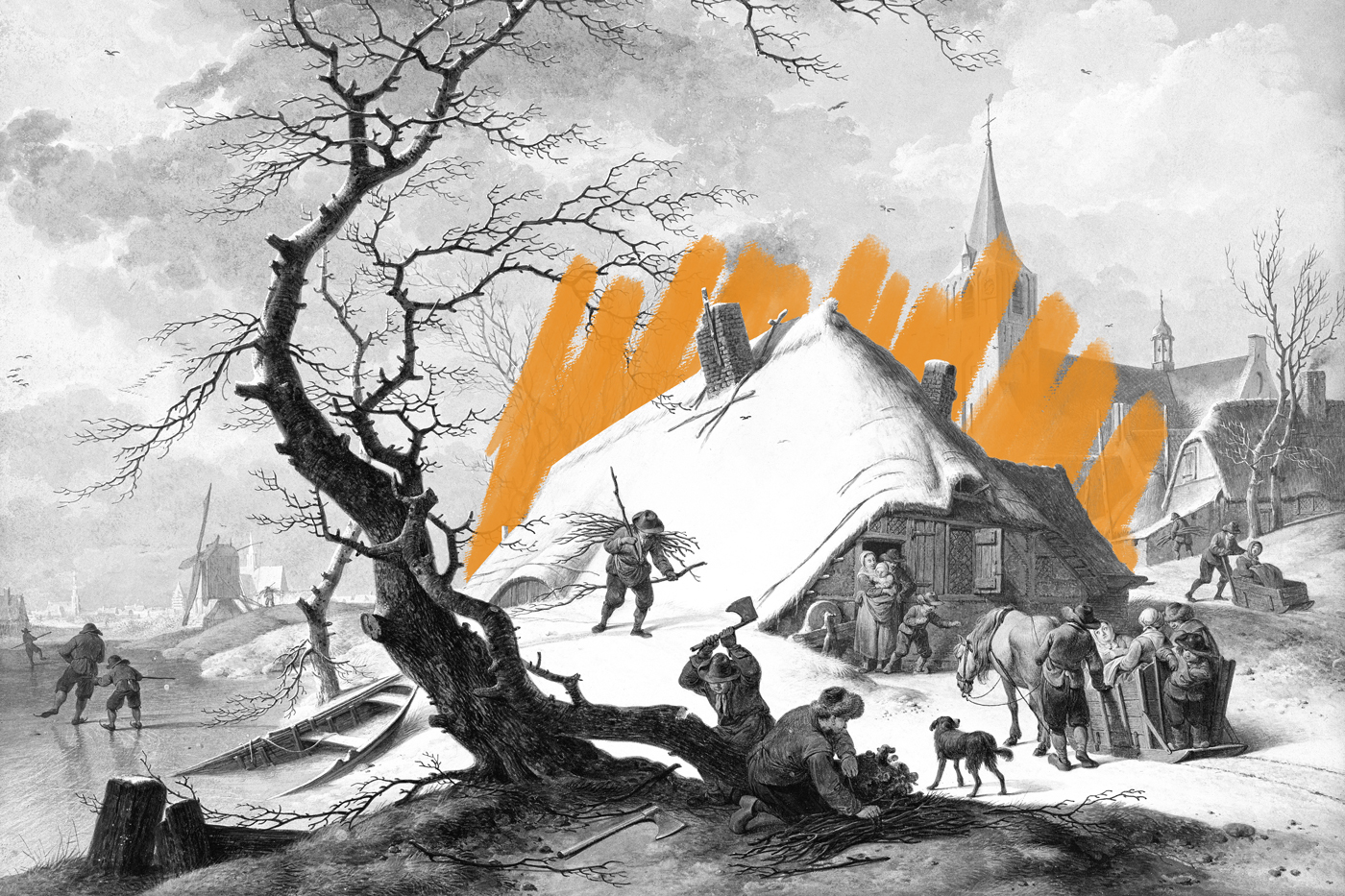 Winter scene during Little Ice Age, 1787