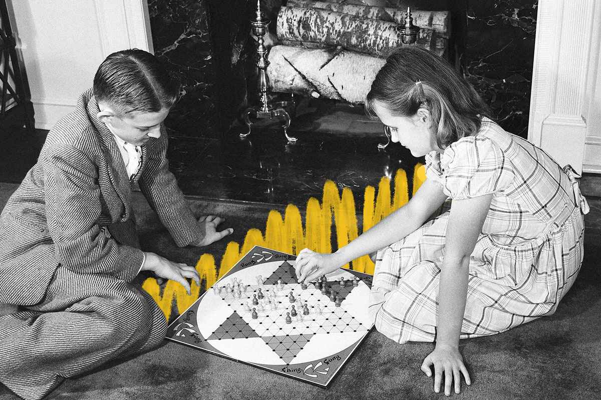 Kids playing Chinese checkers