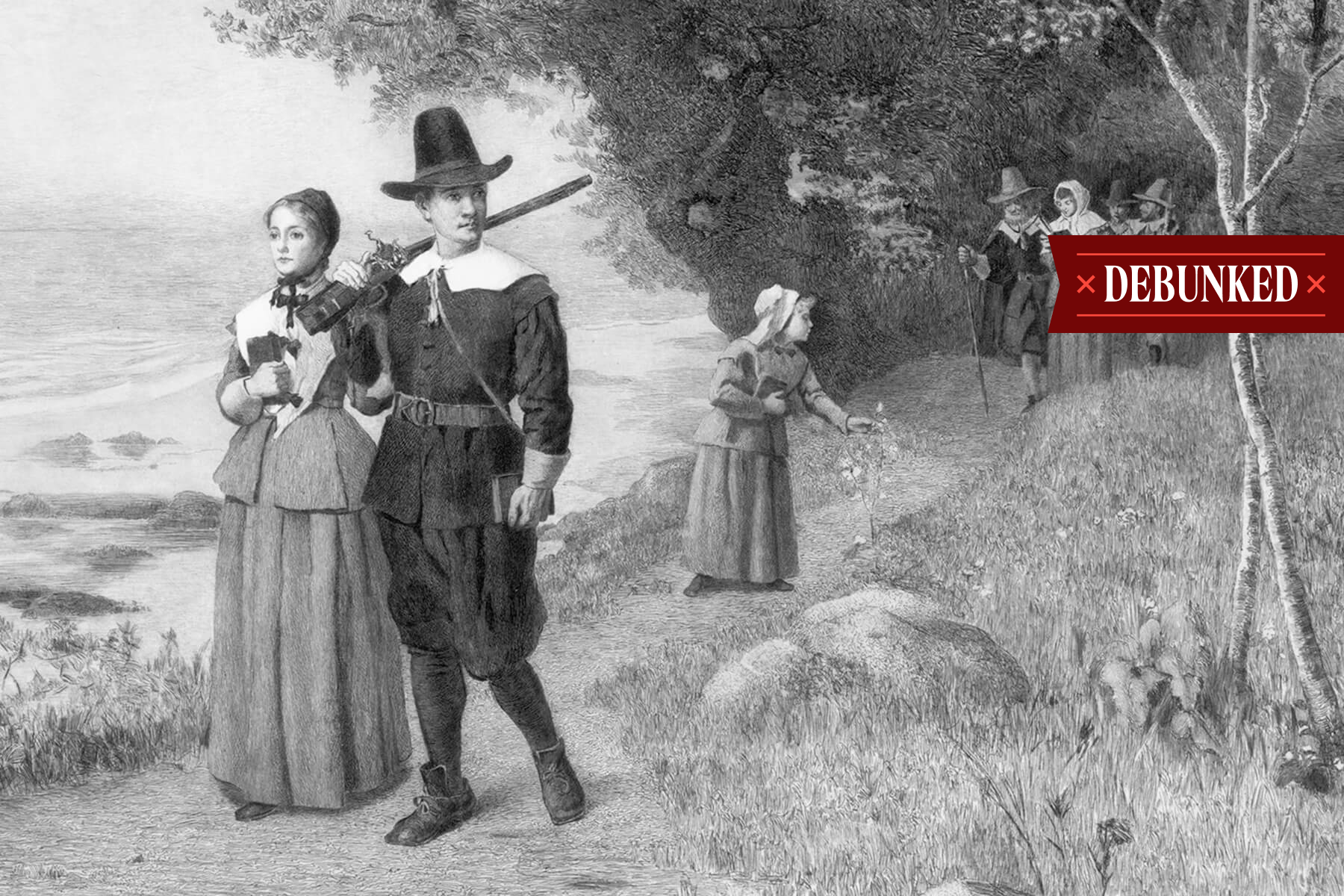 Pilgrims walking down path