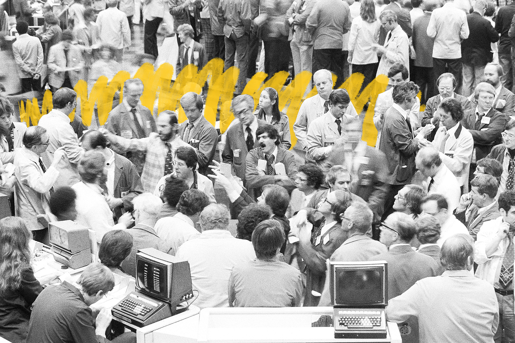 Floor traders at the Chicago Board of Trade