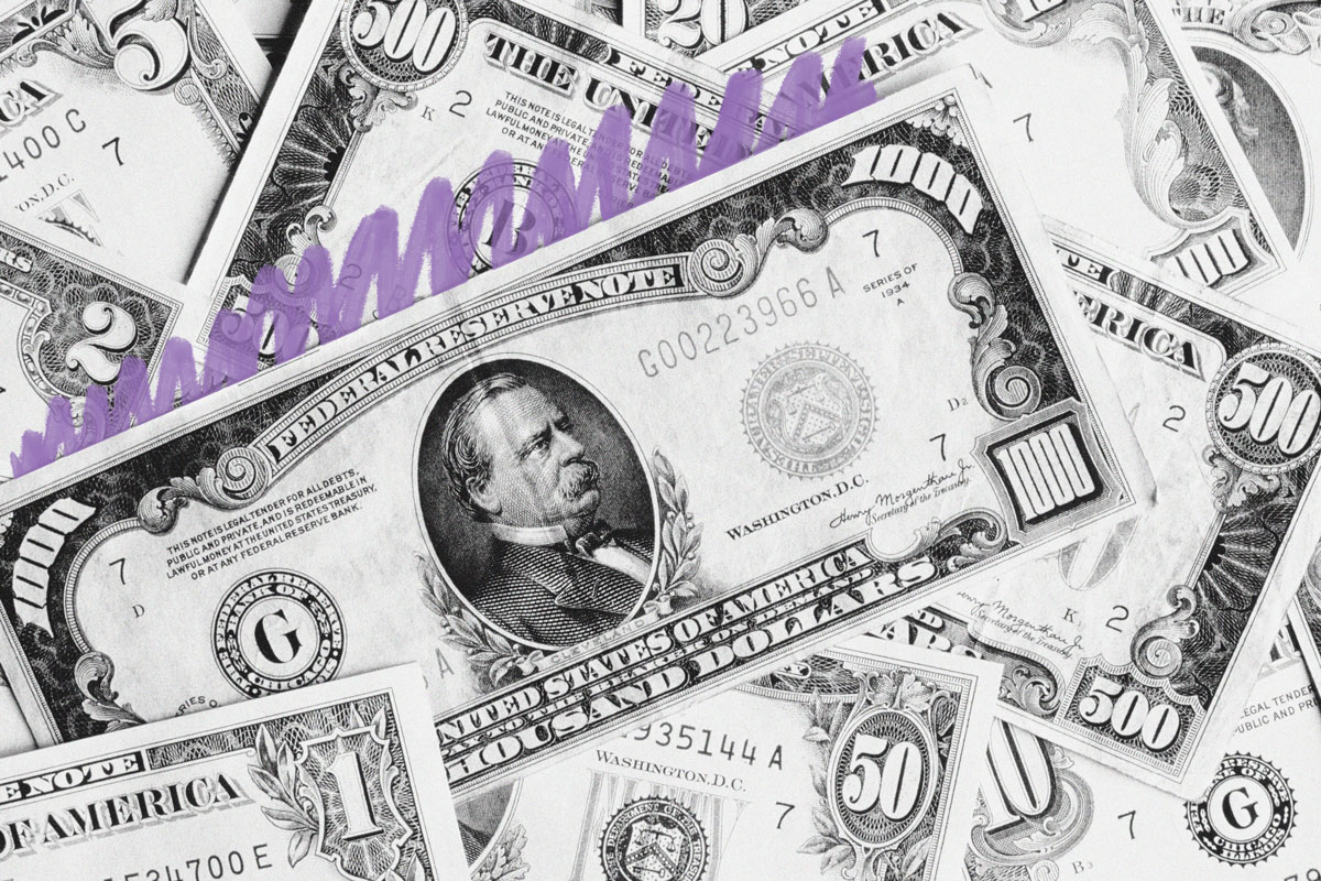 Pile of U.S. paper currency