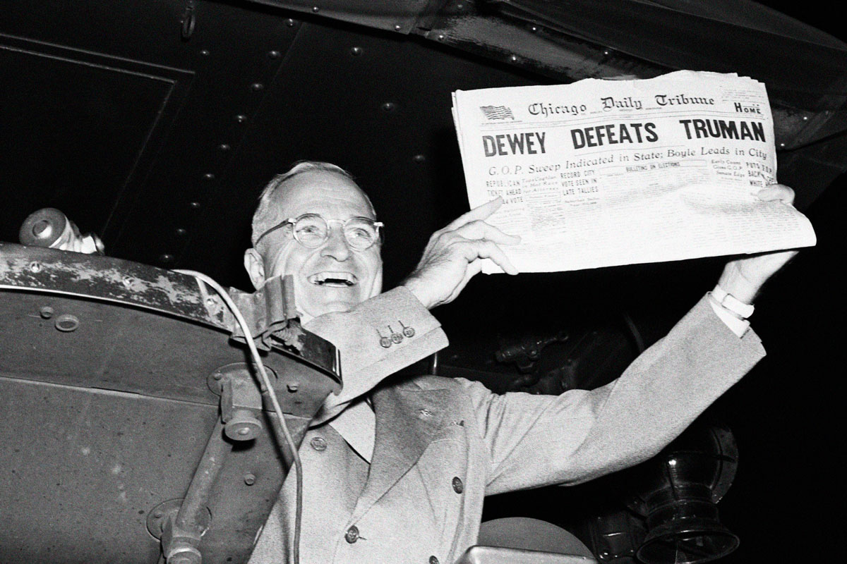 “Dewey Defeats Truman” headline, 1948