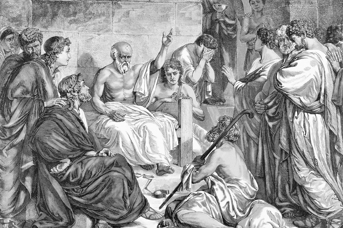 Socrates lecturing in prison