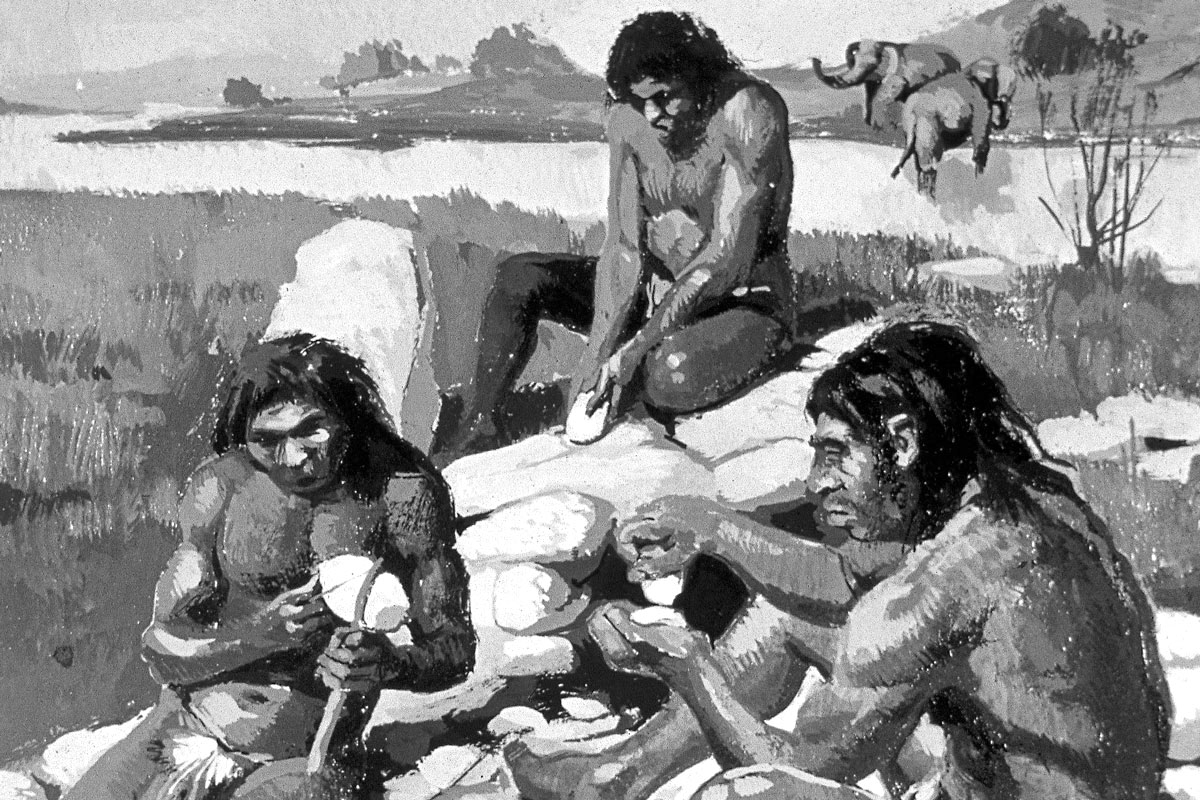Neanderthals making tools