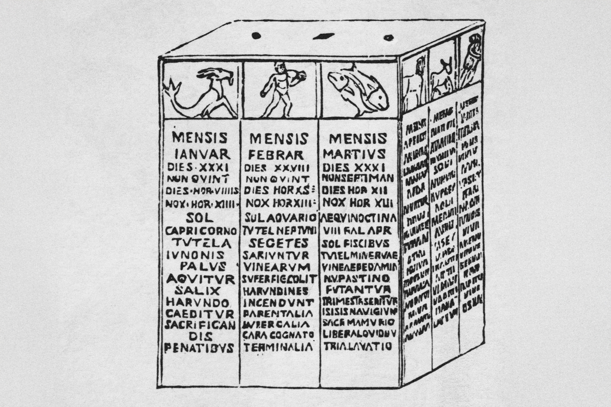 Roman calendar carved in marble
