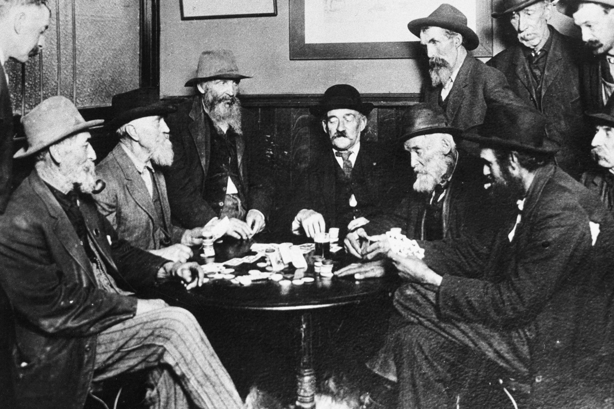 Playing poker in a saloon