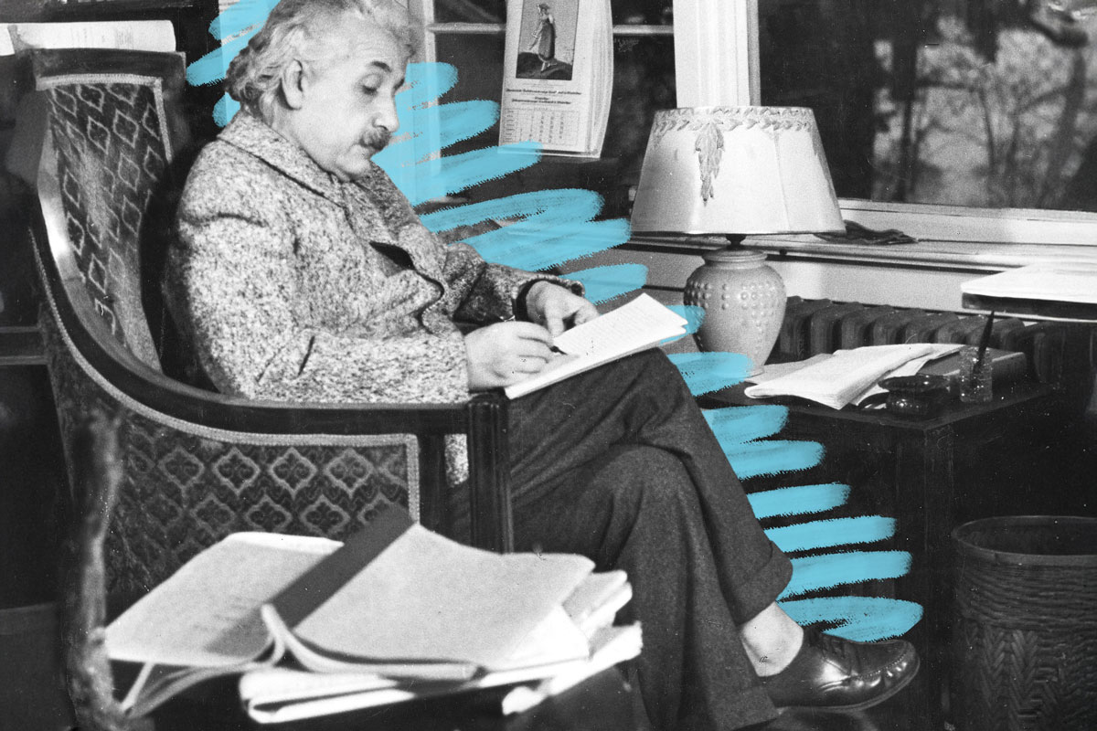 Albert Einstein at his Princeton home