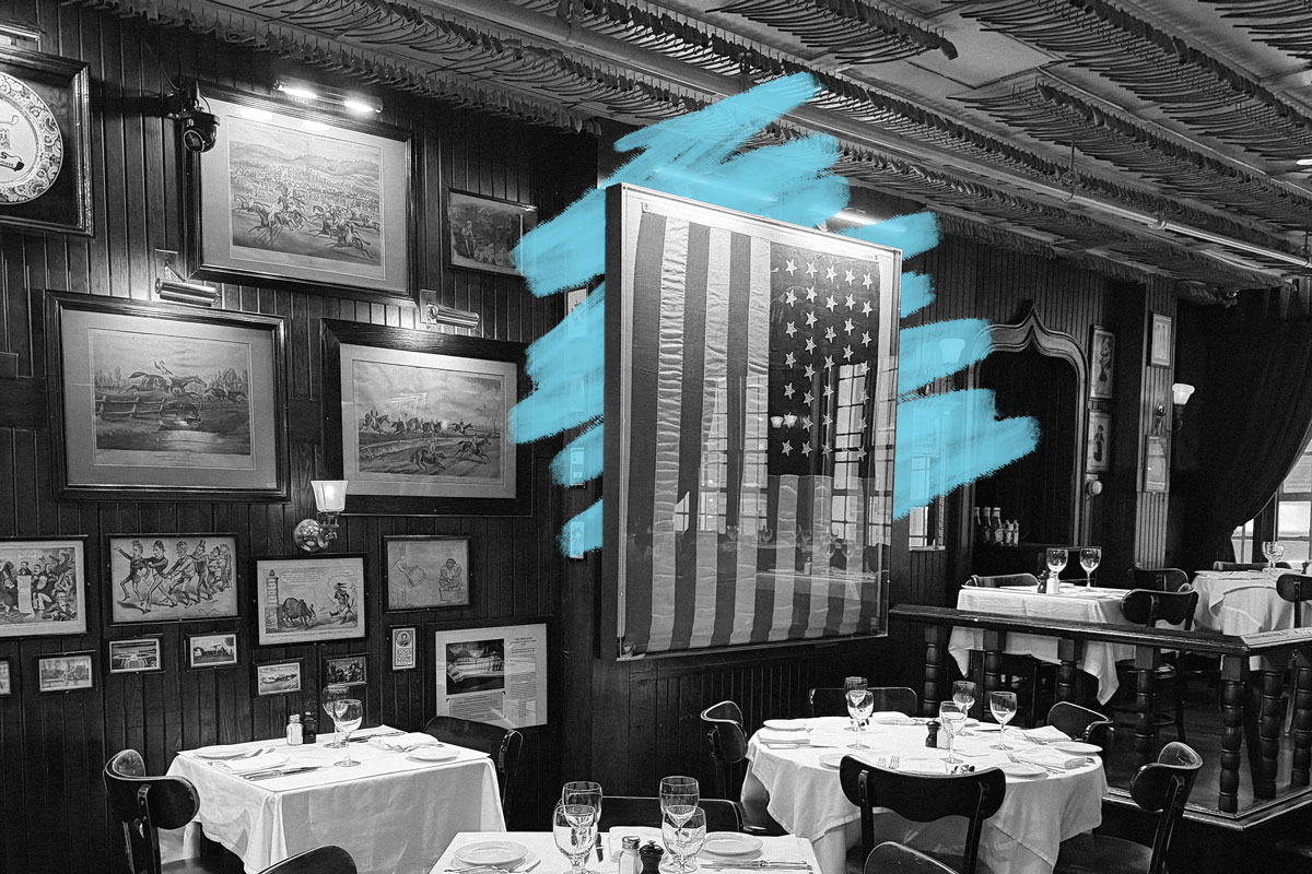 Lincoln flag at Keens Steakhouse in NYC