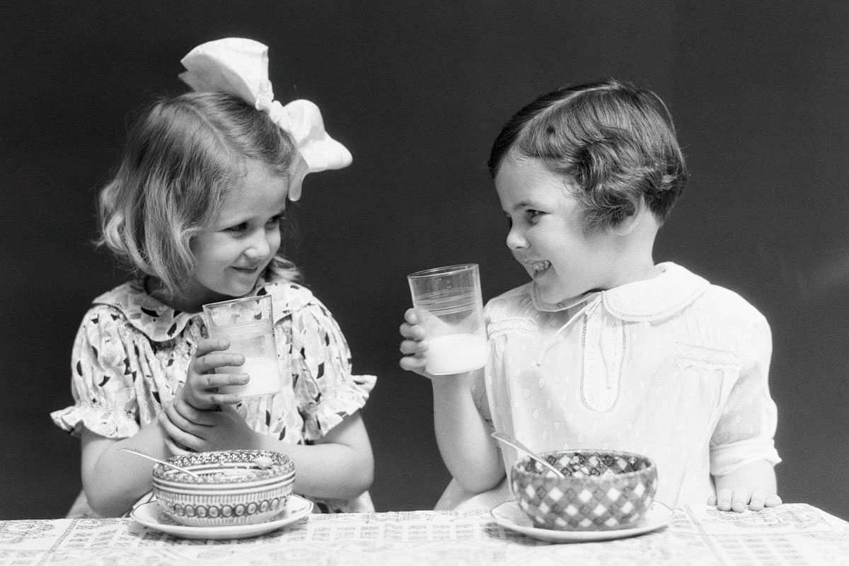 Girls drinking milk