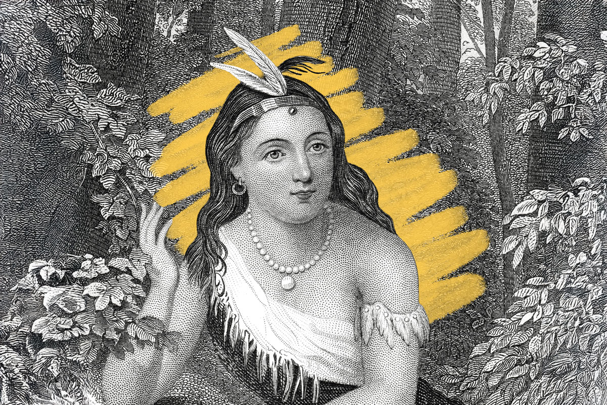Engraving depicting Pocahontas
