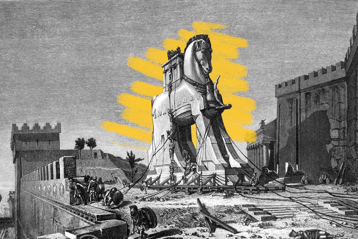 Trojan Horse at the Gates of Troy
